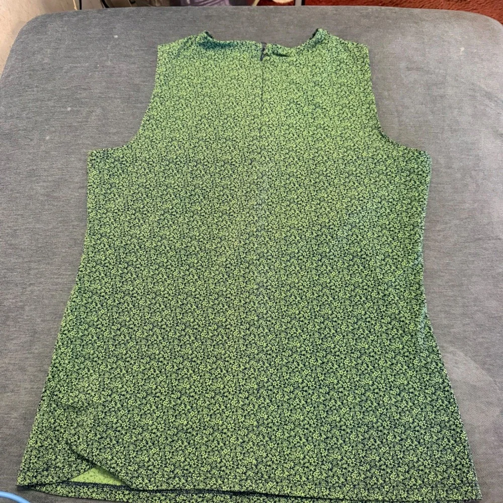 Michael‎ Kors Green Floral Twist Neck Sleeveless Blouse Top Large